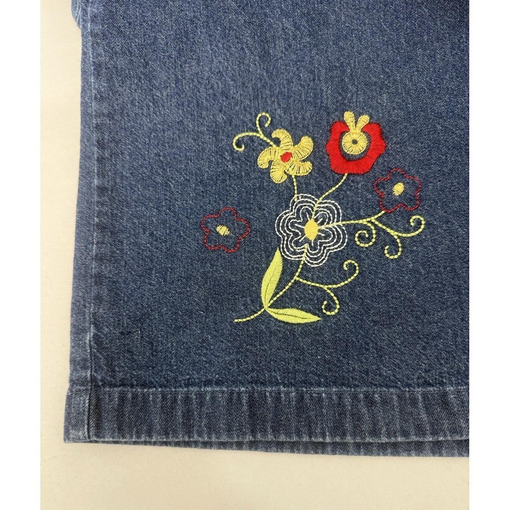 Bechamel Denim Floral Embroidered Jacket Top Cottagecore Womens Size L - Picture 8 of 10